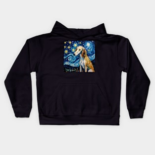 Saluki Starry Night painting Kids Hoodie